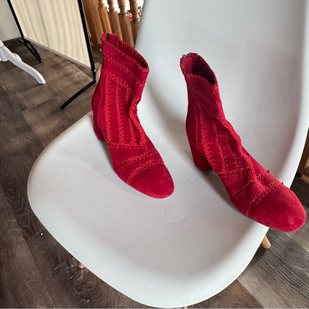 Red Suede Ankle Boots by Silento